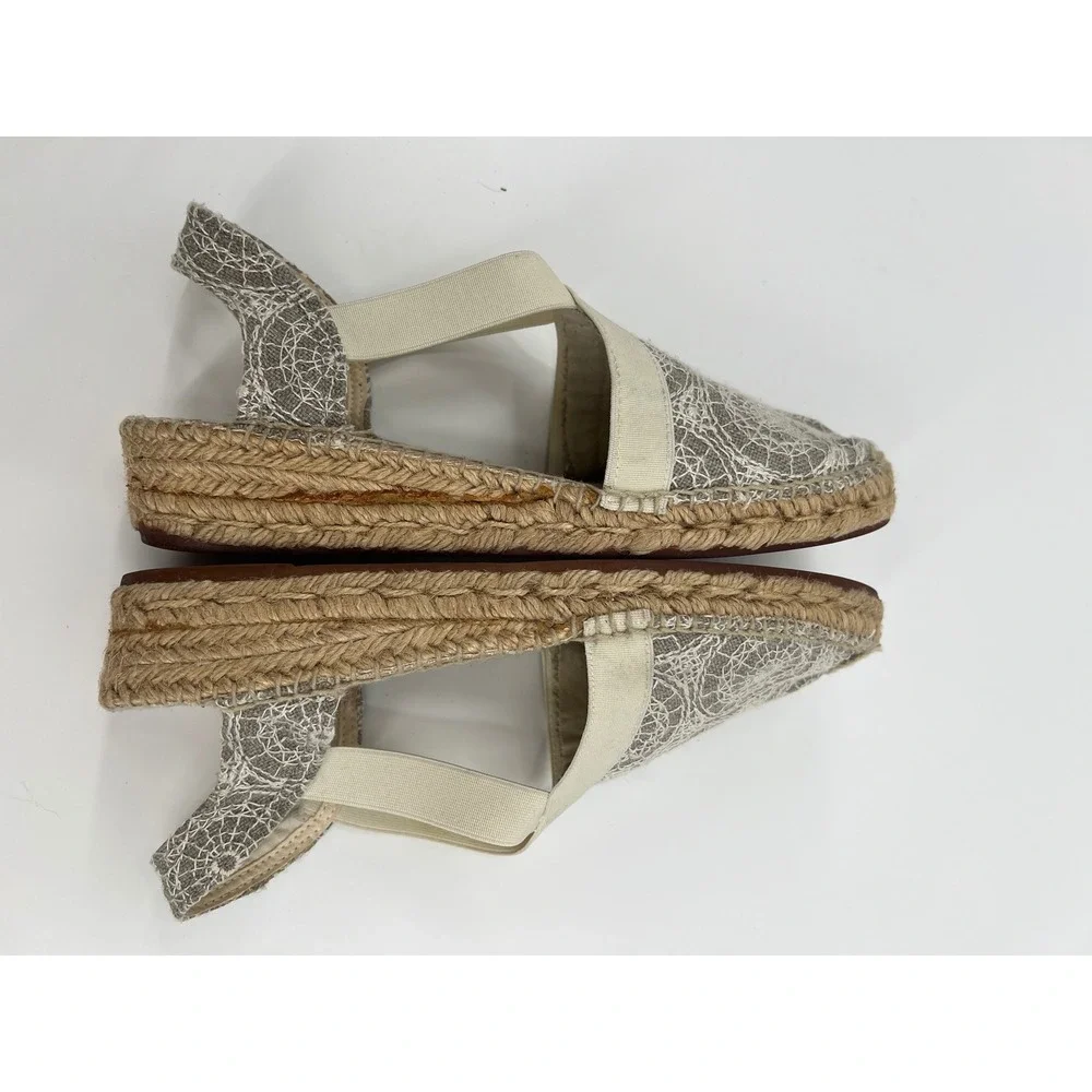 Toni Pons Origens Grey Lace Embroidered Espadrille Wedge Sandals Size 38 Spain